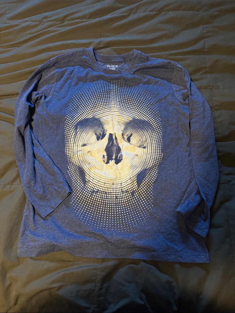 The Children's Place Blue Long-Sleeve Shirt with Cream Skull Graphic